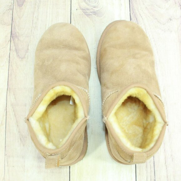 LL Bean Brown Suede Wicked Good Shearling Lined Slipper Ankle Boots Size 9 M - Picture 7 of 9